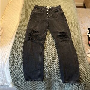 Agolde Women’s Size 23 90s Mid Rise Button Fly Loose Straight Leg Distressed